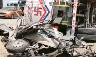 tanker overturned on car 8 killed in rajasthan