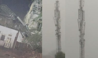 huge mobile tower collapsed like dry straw video viral on social media