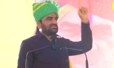 rlp supremo hanuman beniwal challenged bjp and congress from bikaner kisan mahapanchayat