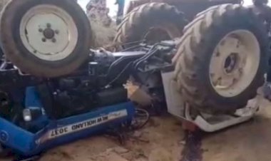 tractor trolley full of laborers going to work collided with car 2 dead including woman many injured in bharatpur