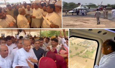 cm ashok gehlot aerial survey of flood affected sanchore talked about compensation