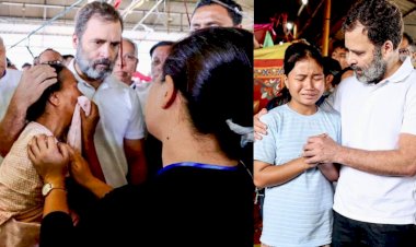 rahul gandhi meets violence victims in manipur