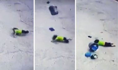 one and a half year old girl fell from first floor not even scratched in sanchore rajasthan