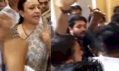 congress workers clash with each other in jaipur between supervisor aradhana mishra