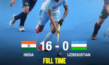 india beat uzbekistan in field hockey with 16 0 going for gold madel and paris olympics