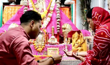 vasundhara raje take blessings at tanot mata temple in jaisalmer before rajasthan election 2023