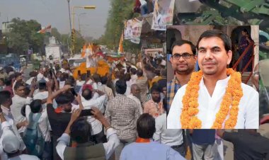 pushpendra bhardwaj file nomination by big road show gave challenge to bjp bhajan lal