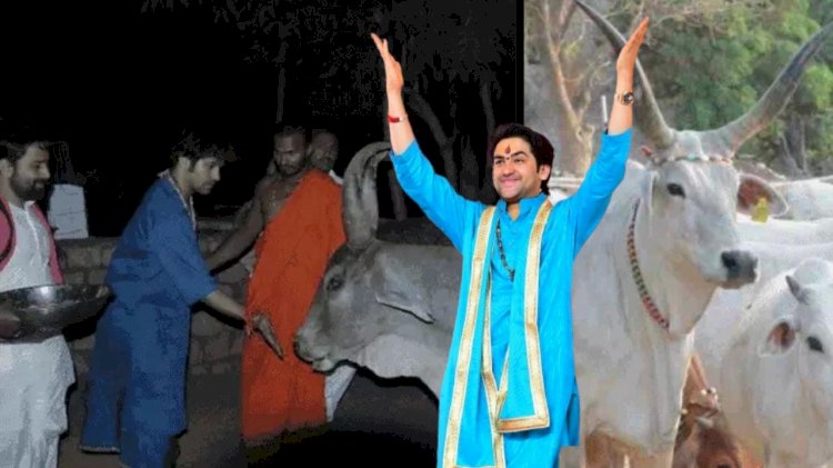 pathadhish of bageshwar dham dhirendra shastri reached nand village kesua rested for the night and said that laws should be made on cow slaughter