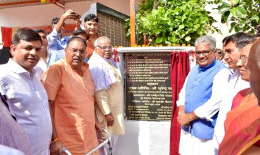 bhupendra yadav laid the foundation stone of sub health center mirka