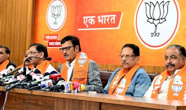 bjp press conference in jaipur with rajendra rathore and arun chaturvedi