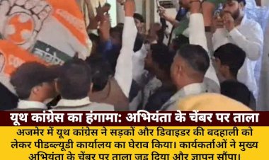 ajmer sadkon ki badhali par youth congress protest